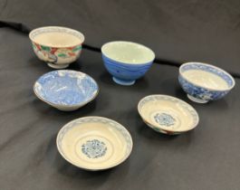 Selection of oriental bowls, some marks to base