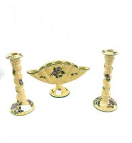 Cantagalli Majolica candle sticks and candlearbra