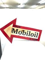 Metal Your Mobil Oil sign measures approximately 34 inches by 21 inches