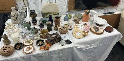 Selection of miscellaneous to include porcelain items, clock, vases etc