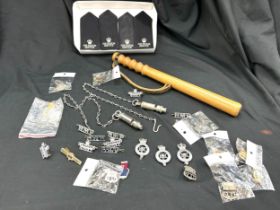 Selection of hmp prison badges, truncheon etc