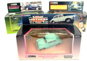 3 Corgi Classic boxed car models to include Mr Beans Mini, Love Joy Morris Minor, Some Mothers Do