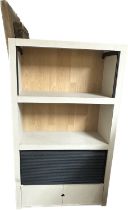 Storage cupboard with tamber front measures approximately 36 inches wide 59 inches tall 16 inches