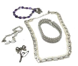 selection of silver jewellery includes necklace & bracelets weight 70g