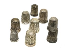 9 x .925 sterling thimbles inc charles horner etc