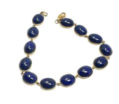 9ct gold lapis lazuli link bracelet (11.7g)