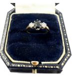 9ct gold diamond & sapphire three stone ring (1.5g)