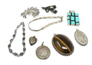 selection of silver jewellery includes pendants bracelet etc weight 80g