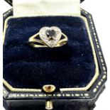 9ct gold diamond & sapphire heart ring (1.5g)