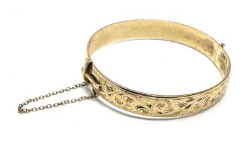 vintage 9ct gold metal core bangle weight 24g