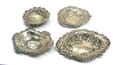 4 x .925 sterling silver dishes inc pin, trinket etc 77g