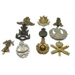 10 x Military Cap Badges Inc. Camerons - Dragoon Guards - Machine Gun Corps Etc