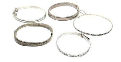 selection of 5 silver bangles weight 60g