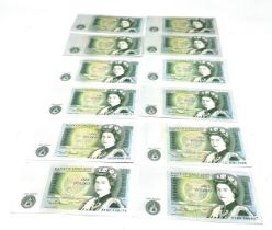 12 x 1980s Bank Of England One Pound Note £1 d.h.f somerset