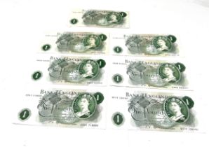 7x 1970s Bank Of England One Pound Note £1 j.s.Fforde