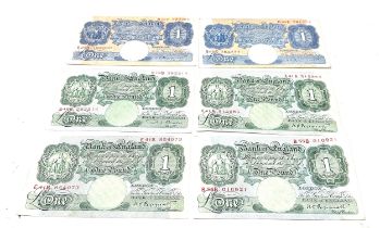 6 Bank Of England Beale & peppiatt Signed One Pound £1 Notes