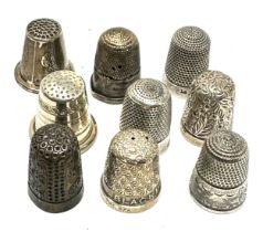 9 x .925 sterling thimbles inc charles horner etc