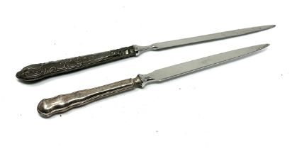 2 x .925 sterling handled letter openers