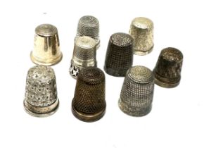 9 x .925 sterling thimbles inc charles horner etc