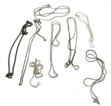 Selection of silver necklace chains weight 38g