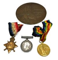 WW1 1914-15 Star Trio & Death Plaque Named Henry Gadd Trio 14120 Pte. H. Gadd r.fus