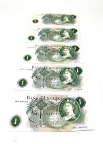 5 x 1960s Bank Of England One Pound Note £1 L.K O’Brien unc condition