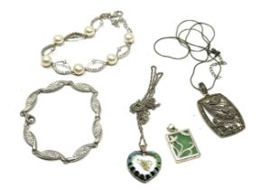selection of silver jewellery inc bracelets & pendant necklaces