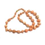 9ct gold clasp coral single strand necklace (69.7g)