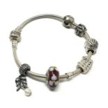 silver pandora snake bracelet & charms