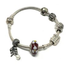silver pandora snake bracelet & charms