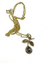 9ct gold sapphire pendant necklace (1.2g)