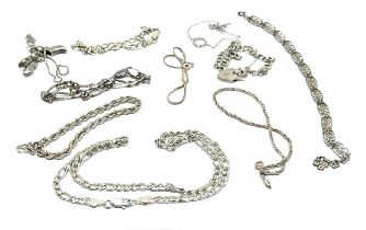 selection of silver jewellery includes necklace bracelets etc weight 64g