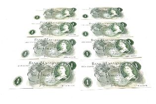 8x 1970s Bank Of England One Pound Note £1 j.page