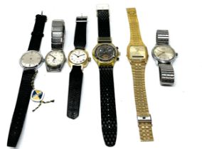 selection of vintage gents wristwatches inc quartz & manual wind glaco services swatch casio flora &