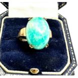 9ct gold amazonite single stone cocktail ring (5.8g)