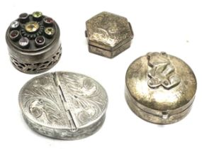 4 x .925 sterling silver pill / trinket boxes