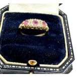 9ct gold diamond & ruby ring (1.9g)