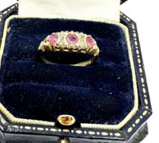 9ct gold diamond & ruby ring (1.9g)