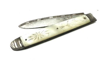 Georgian silver & m.o.p fruit knife