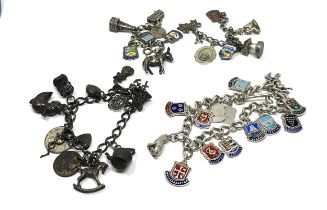 selection of 3 silver charm bracelets weight 93g