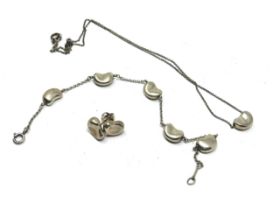 A silver necklace, earrings and bracelet set by Elsa Peretti for Tiffany and Co (20g)
