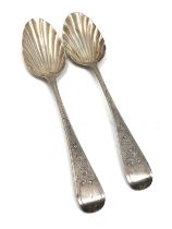 Pair of 18th century silver serving spoons each spoon measures appx 22cm long weight 120g
