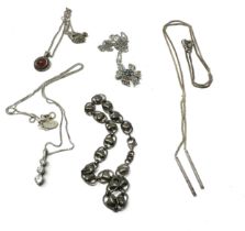 selection of silver pendant necklaces etc weight 22g