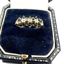 9ct gold diamond & sapphire floral cluster ring (2.3g)