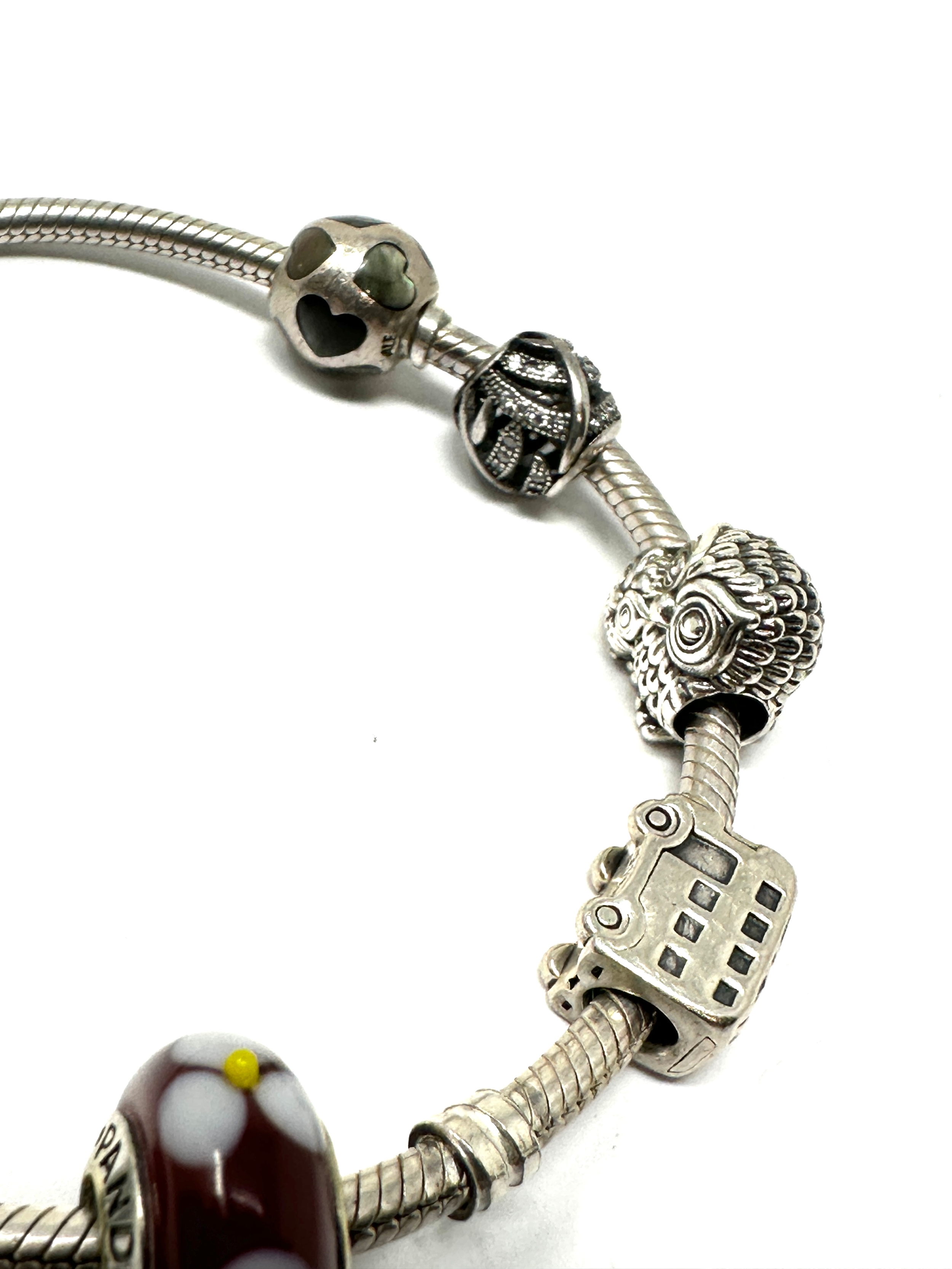 silver pandora snake bracelet & charms - Bild 3 aus 4