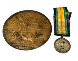 WW1 Death Plaque & War Medal. Plaque Named Harry Garner. Medal 3346 A. Cpl. H. G