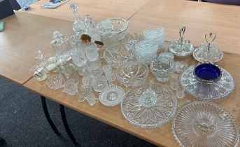 Large selection of assorted glassware includes bowls, glasses etc