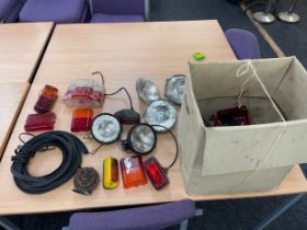 Selection of vintage and later car head lights etc