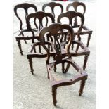 6 antique mahogany balloon back bolted chair with no seat pads