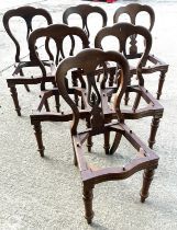 6 antique mahogany balloon back bolted chair with no seat pads